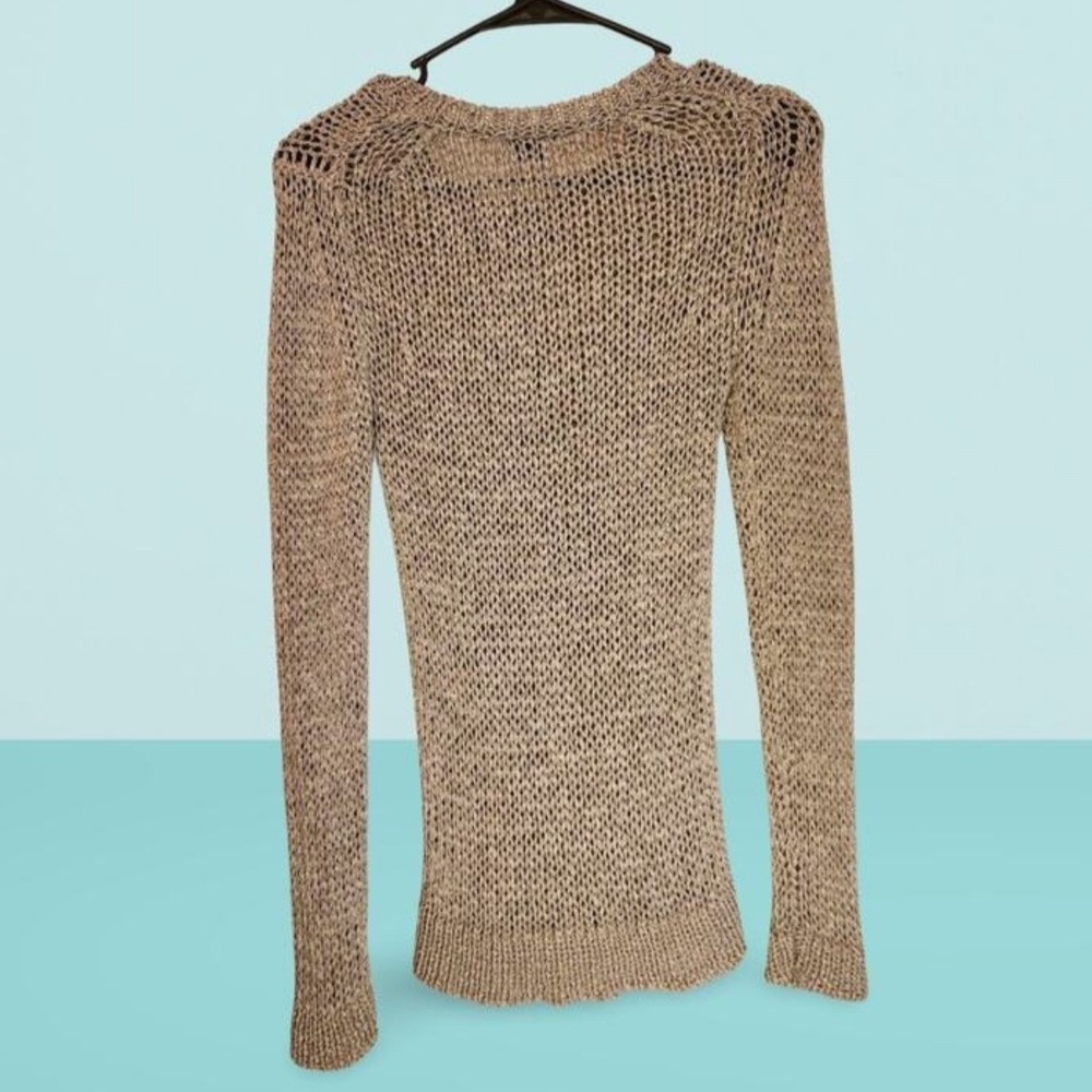 Theory‎ Shirlyn Space Knit Cozy Sweater Beige Viscose Polyester Blend Medium